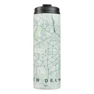 Neu-Delhi Indien Stadtplan Minimales Design Thermosbecher