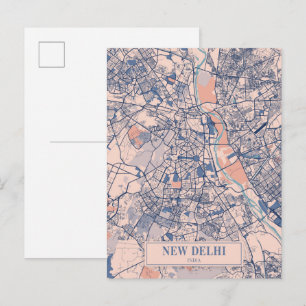 Neu-Delhi Indien Windige Stadtplan Reise Postkarte