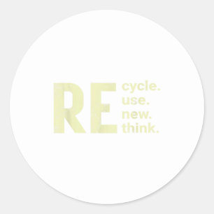Neu denken, neu recyceln runder aufkleber