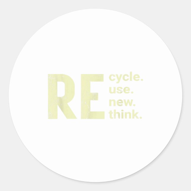 Neu denken, neu recyceln runder aufkleber (Vorderseite)