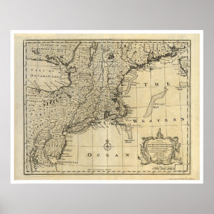 Neu-England New-Jersey New York Karte 1747 Poster