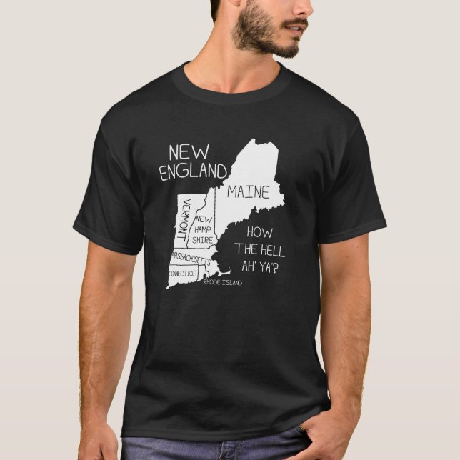 NEU-ENGLAND Spaß Geografie-Karten-T - Shirt (Vorderseite)