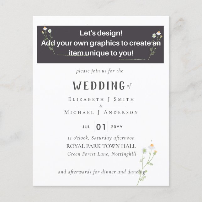 NEU! ENTWICKLUNGSEIGENE WEDDING INVITE - Haushalt  (Vorderseite)