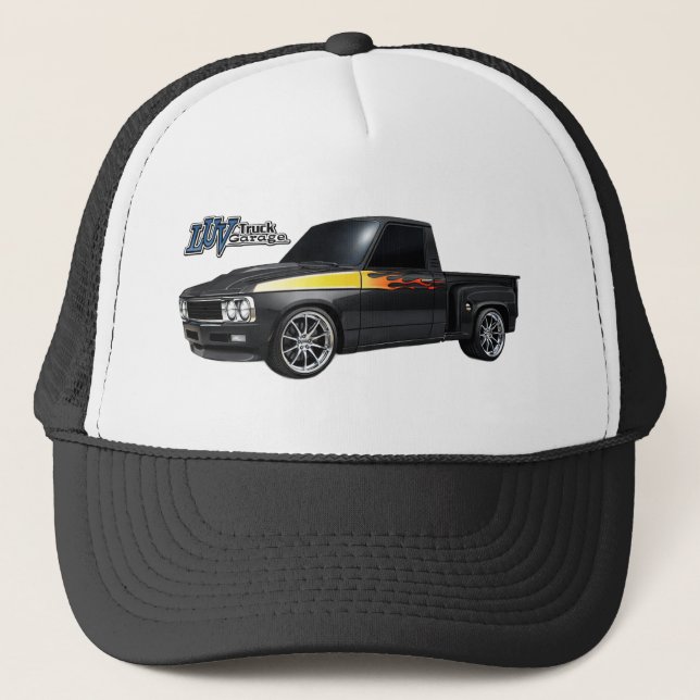 Neu für 2026 Custom Stepside Luv mit Flammen Truckerkappe (Vorderseite)