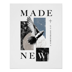 Neu gemacht 2 Korinther 5:17 Brutalist Taube Taufe Poster