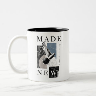 Neu gemacht 2 Korinther 5:17 Brutalist Taube Taufe Zweifarbige Tasse