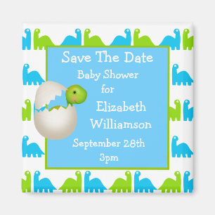 Neu gepanzerte Dinosaurier Save the Date Babydusch Magnet