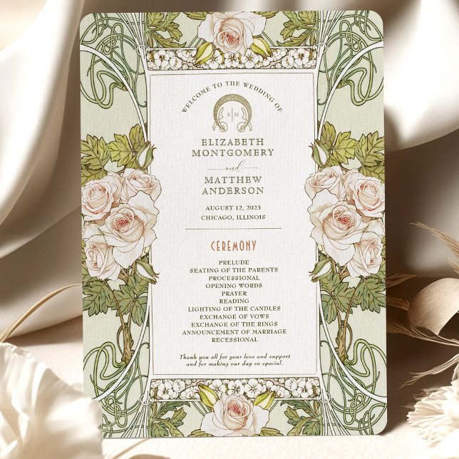 Neu gestaltetes Hochzeitsprogramm mit rosa Rosen Einladung (Von Creator hochgeladen)