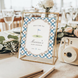 Neu im Club Golf Blau & Braun Baby Shower Poster