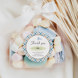 Neu im Club Golf Brown & Blue Baby Shower Runder Aufkleber