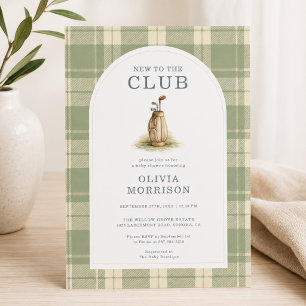 Neu im Club Golf Karo Baby Shower Einladung