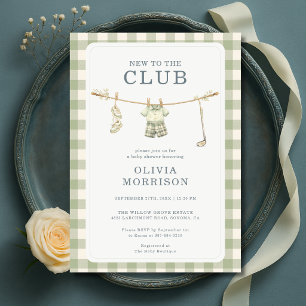 Neu im Club Golf Wäscheleine Baby Shower Einladung