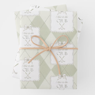 Neu im Club Olivgrüne Golf-Baby-Party Geschenkpapier Set