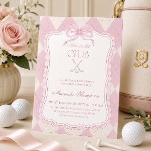 Neu im Club Pink Golf Baby Shower Einladung