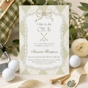 Neu im Club: Sage Green Golf Baby Shower Einladung