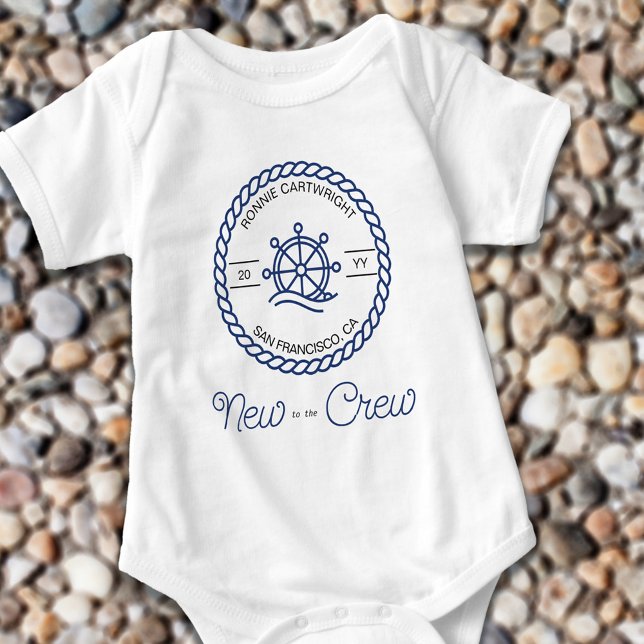 Neu in der Crew Nautical Blue Ship Wheel Custom Baby Strampler (Von Creator hochgeladen)