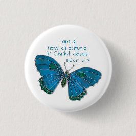 Neu in Jesus 2 Korinther 5:17 Blauer Schmetterling Button