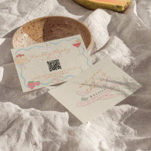 Neu Kunst Gezeichnetes Ziel QR-Code Hochzeit RSVP Karte