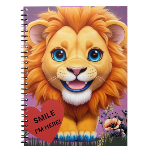 NEU! Lächelnde Lion Cub Notebook-Abdeckung Notizblock (Vorderseite)