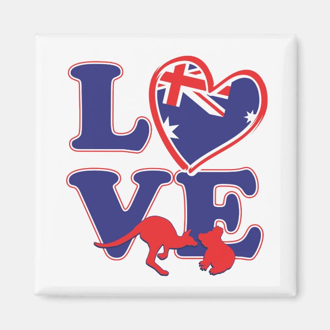NEU-Liebe-aus-Australien-Herz-und-Tier Magnet (Vorne)
