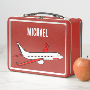 NEU! Lunchbox - Flugzeug (Name hinzufügen) Metal -