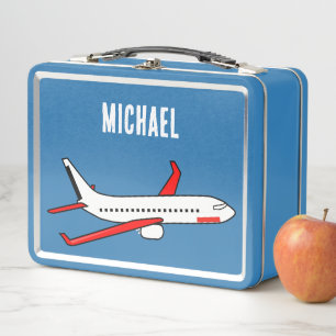 NEU! Lunchbox - Flugzeug (Name hinzufügen) Metal -