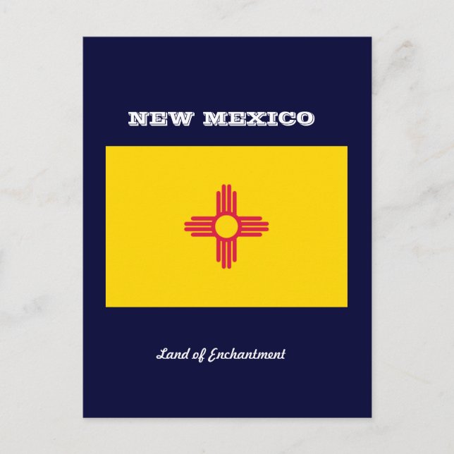 NEU MEXICO-FLAGGE UND SLOGAN POSTKARTE (Vorderseite)