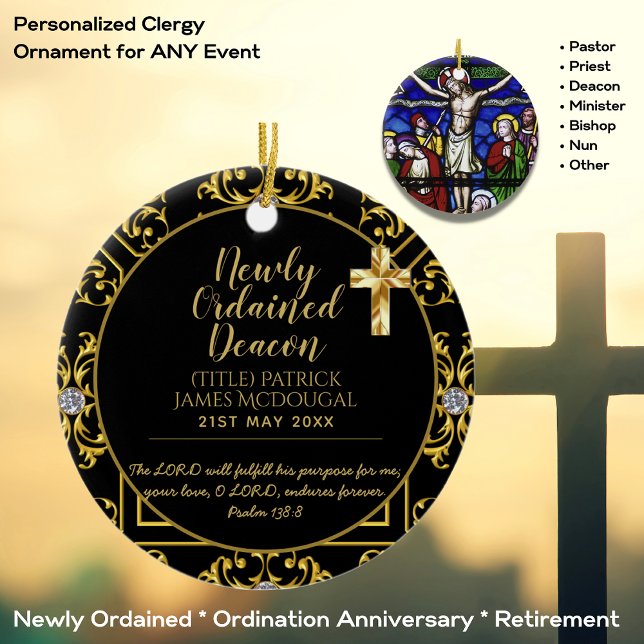 Neu Ordentetes Deacon-Geschenkbuch Verse Custom Keramik Ornament (Von Creator hochgeladen)