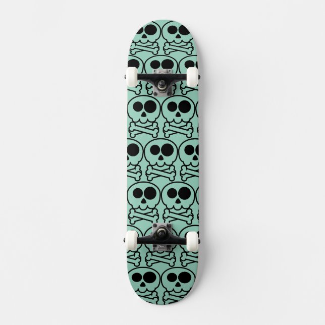 NEU - Pastell-Cartoon-Schädel Skateboard (Vorderseite)