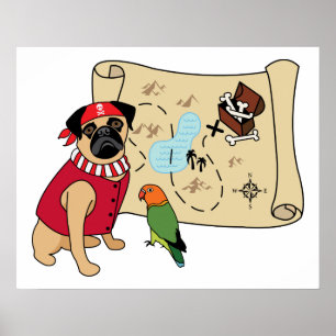 NEU!  Pirate Mops Design - Fügen Sie Ihre eigene B Poster