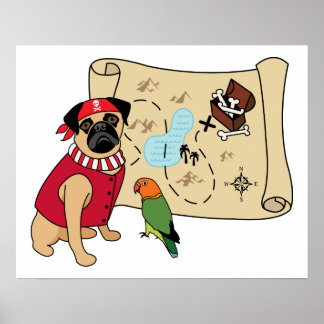 NEU! Pirate Mops Design - Fügen Sie Ihre eigene Be Poster