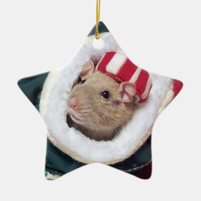 NEU! Ratten-Schmuck Coco Keramik Ornament (Vorne)