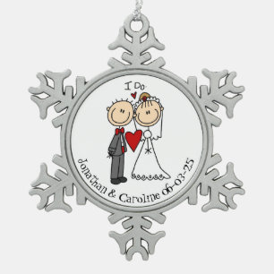 Neu verheiratete 1. Weihnachtsfeier Zusammen Snowf Schneeflocken Zinn-Ornament