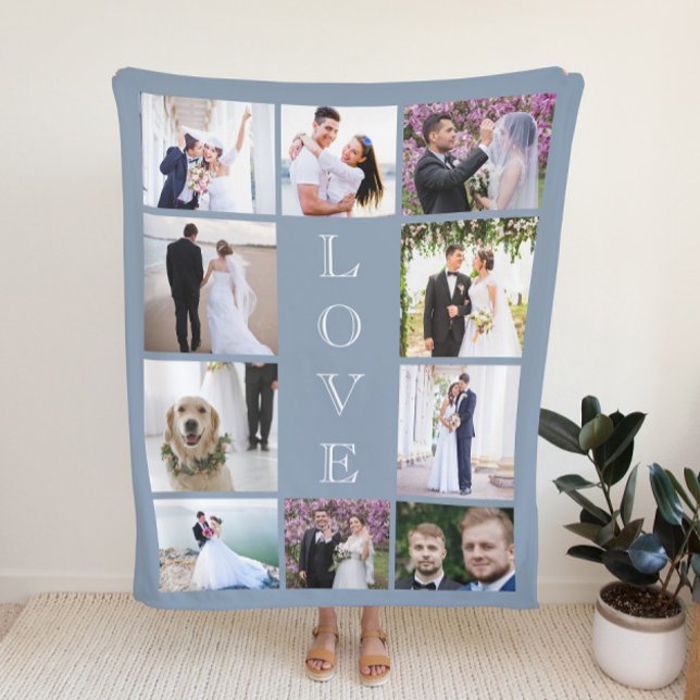 Neu verheiratete Liebe 10 Foto Collage Dusty Blue  Sherpadecke (Von Creator hochgeladen)