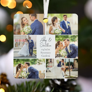 Neu verheiratete Verheiratete Couple Foto Collage  Ornament Aus Metall