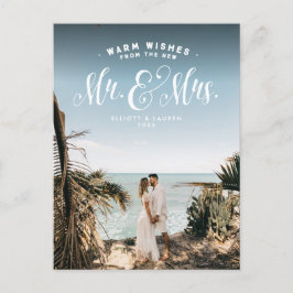 Neu verheiratetes Foto Feiertagspostkarte