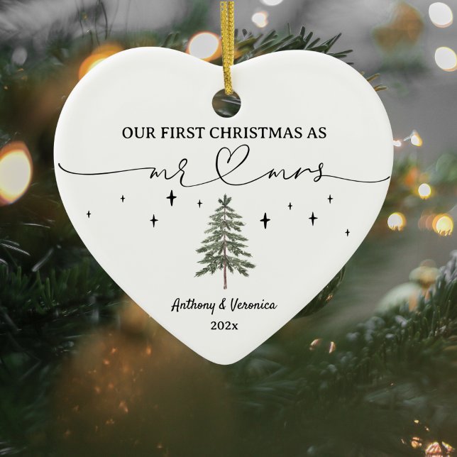 Neu vermählt unsere ersten Weihnachten als Mr & Mr Keramik Ornament (Newlywed Christmas Ornament)