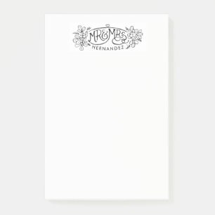 Neu vermählte dekorative Zeichnung Post-it-Notizen Post-it Klebezettel