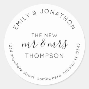 Neu versendete Name-Adresse Schwarz-weiß Runder Aufkleber