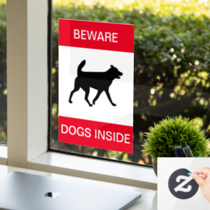 NEU! Vorsicht beim Hund im Inneren - Fensterklamme Fensteraufkleber