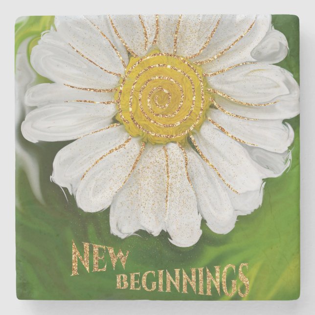 Neuanfang - Daisy Blume Power Steinuntersetzer (Vorderseite)