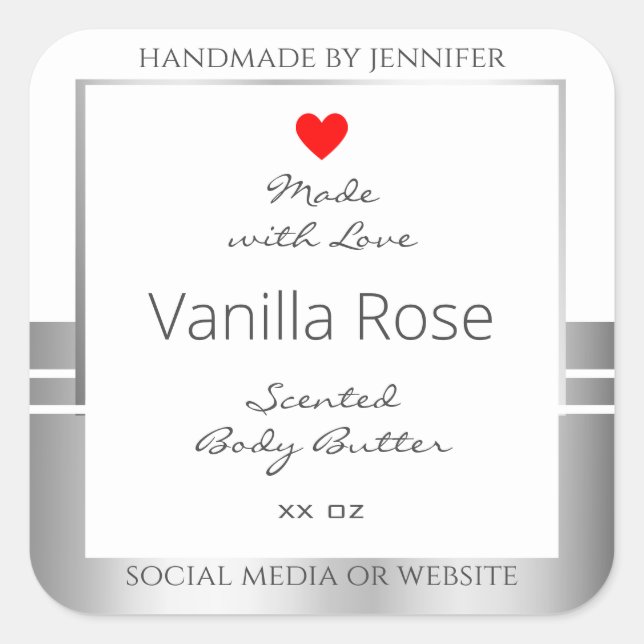 Neuartige Produktverpackungen Etiketten weiß und s Quadratischer Aufkleber (Vorderseite)