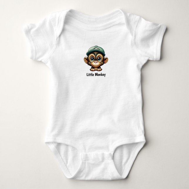 Neuartiger Affe mit Grünhut Baby Strampler (Vorderseite)