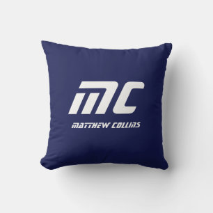 Neuartiger Minimalistischer Monogramm-Name Weißer Kissen