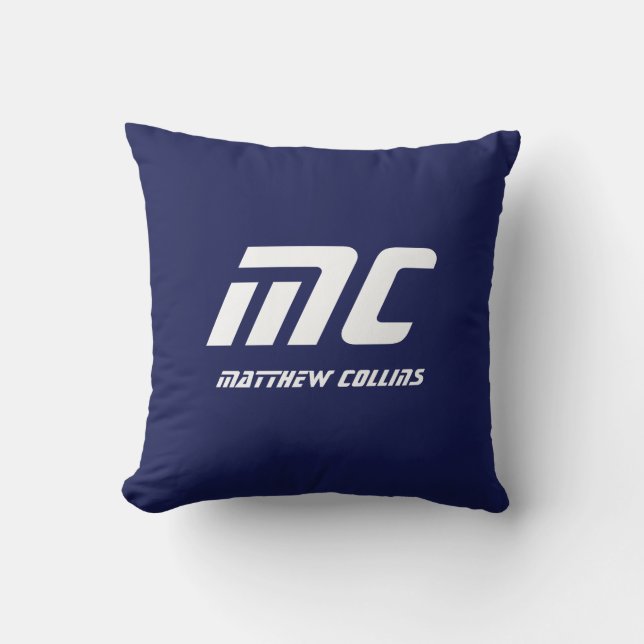 Neuartiger Minimalistischer Monogramm-Name Weißer  Kissen (Vorderseite)