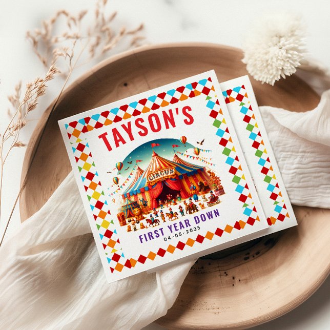 Neuartiger Niedlicher Circus Karneval 1. Geburtsta Serviette (Von Creator hochgeladen)