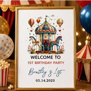 Neuartiger Niedlicher Zirkus Fasching Fest Zum Geb Poster