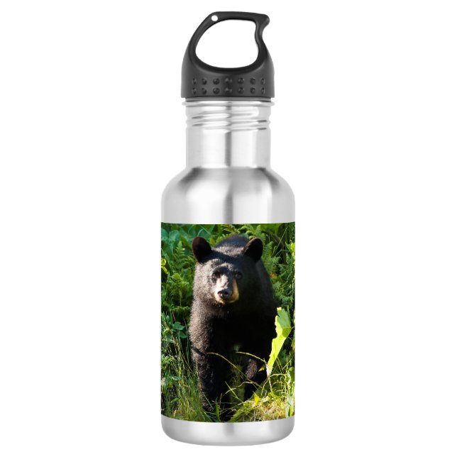 Neuartiger Schwarzbär Edelstahlflasche (Vorderseite)