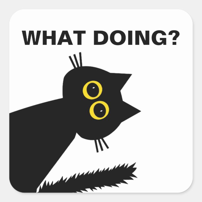 Neuartiger Schwarzer Katzenaufkleber Quadratischer Aufkleber (Vorderseite)