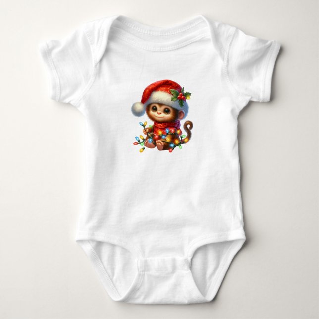 Neuartiger Weihnachtsaffe Baby Strampler (Vorderseite)